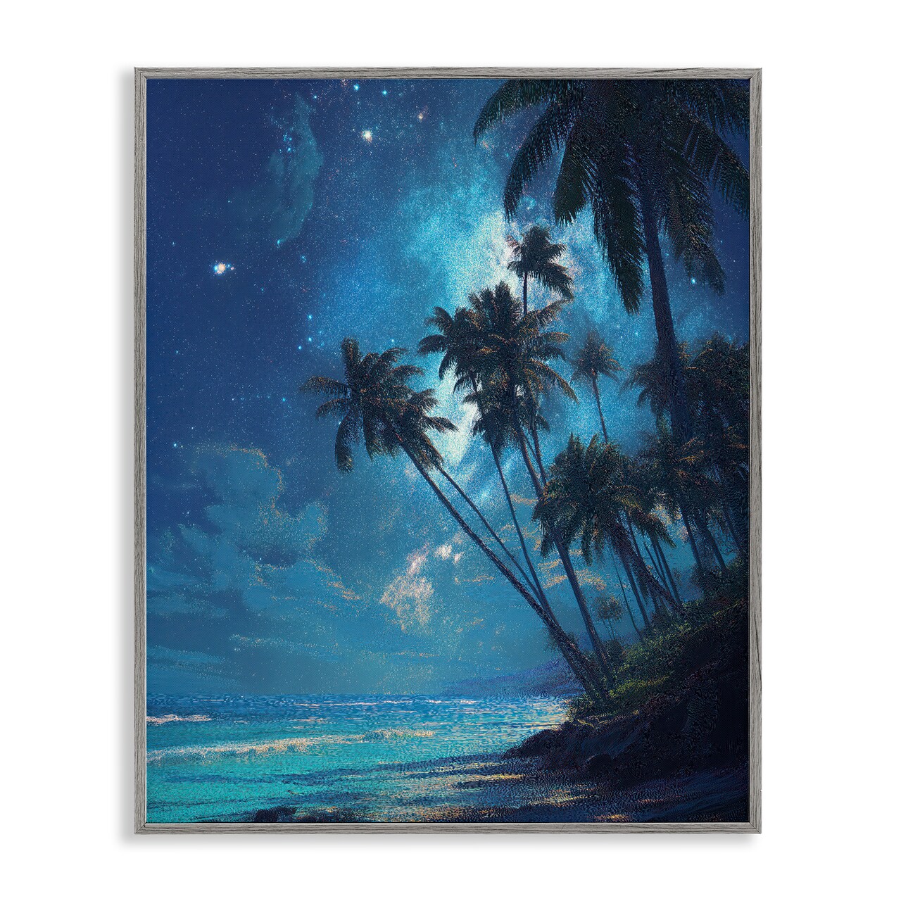 Stupell Industries Moonlit Beach Palm Trees Framed Giclee, design by Ziwei Li